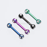 Colorline PVD Double Aurora Gem Ball Steel Cartilage Tragus Barbell-Black/Clear