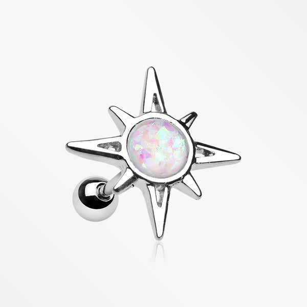 Cosmic Sunburst Opal Cartilage Tragus Earring-White