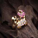 Golden Adorable Fiddler Crab Sparkle Cartilage Tragus Earring-Pink/Aurora Borealis