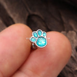 Adorable Paw Print Opal Sparkle Cartilage Tragus Earring-Teal
