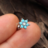Turquoise Spring Flower Sparkle Cartilage Tragus Earring-Turquoise/Aurora Borealis