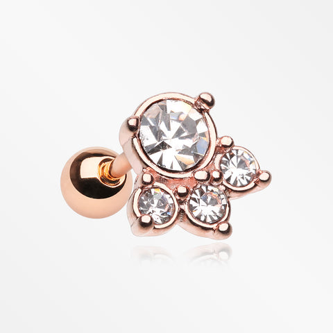 Rose Gold Royal Majestic Cartilage Tragus Earring-Clear