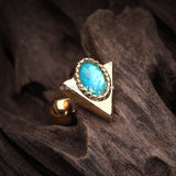 Golden Pharaoh Triangle Opal Sparkle Cartilage Tragus Earring-Teal