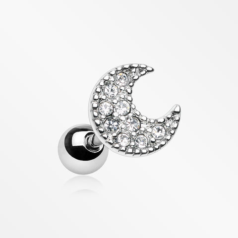 Crescent Moon Sparkle Cartilage Tragus Earring-Clear
