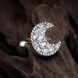Crescent Moon Sparkle Cartilage Tragus Earring-Clear