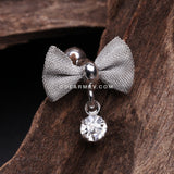 Dainty Mesh Bow-Tie Sparkle Dangle Cartilage Tragus Barbell-Clear