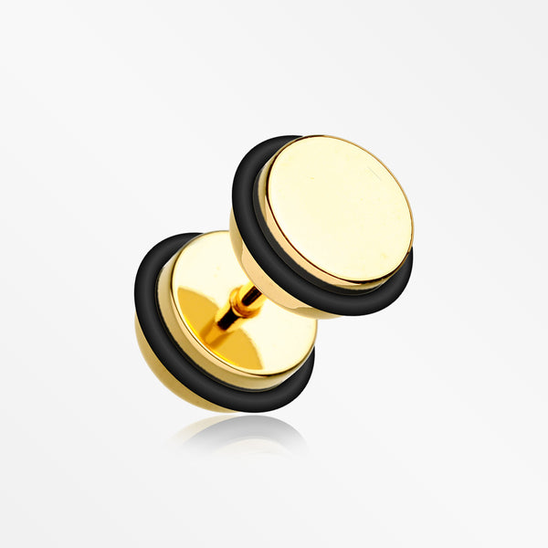 A Pair of Gold PVD Basic Fake Plug with O-Rings-Gold