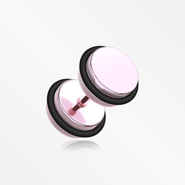 A Pair of Vibrant E-Coat Basic Fake Plug with O-Rings-Light Pink
