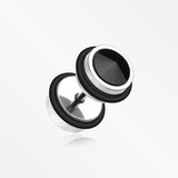 A Pair of Pointy Crystalline Faux Gauge Plug Earring-Black