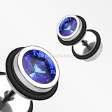 A Pair of Pointy Crystalline Faux Gauge Plug Earring-Blue