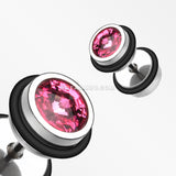 A Pair of Pointy Crystalline Faux Gauge Plug Earring-Pink