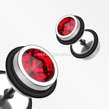A Pair of Pointy Crystalline Faux Gauge Plug Earring-Red