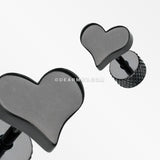 A Pair of Blackline Lovely Heart Steel Fake Plug Earring-Black