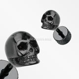 A Pair of Blackline Death Skull Steel Fake Plug Earring-Black