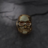 A Pair of Golden Death Skull Steel Fake Plug Earring-Gold