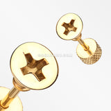 A Pair of Golden Screw Bolt Top Steel Fake Plug Earring-Gold