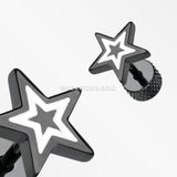A Pair of Blackline Star Embossed Fake Plug Earring-White