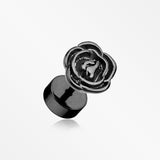 A Pair of Colorline Rose Blossom Steel Fake Plug Earring-Black