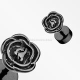 A Pair of Colorline Rose Blossom Steel Fake Plug Earring-Black