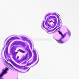 A Pair of Colorline Rose Blossom Steel Fake Plug Earring-Purple