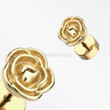 A Pair of Golden Rose Blossom Steel Fake Plug Earring-Gold
