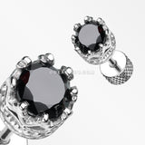 A Pair of Tiara Crown Prong Sparkle Fake Plug Earring-Black