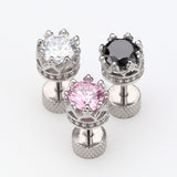 A Pair of Tiara Crown Prong Sparkle Fake Plug Earring-Clear
