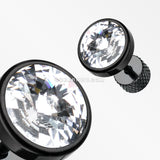 A Pair of Blackline Pointy Faceted Crystal Fake Plug Earring-Clear