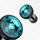 A Pair of Blackline Pointy Faceted Crystal Fake Plug Earring-Teal