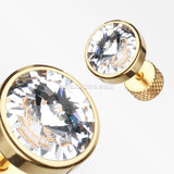 A Pair of Golden Pointy Faceted Crystal Fake Plug Earring-Clear