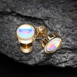 A Pair of Golden Iridescent Revo Sparkle Steel Fake Plug Earring
