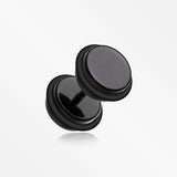 A Pair of Solid Acrylic O-Ring Faux Gauge Plug Earring-Black
