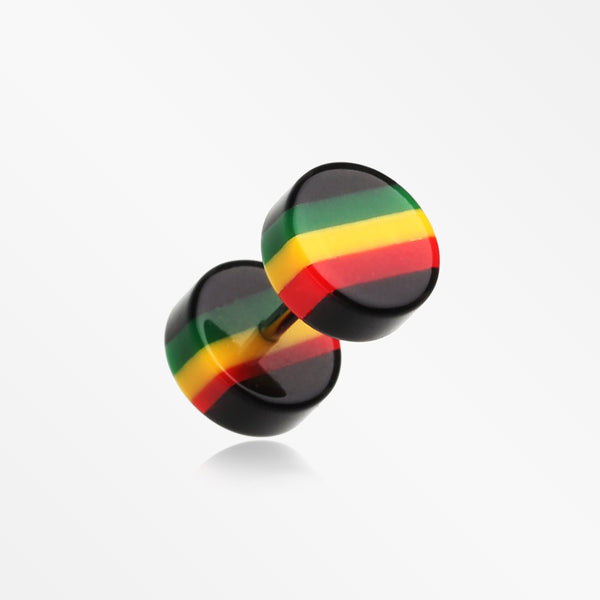 A Pair of Jamaican Rasta Stripe Acrylic Faux Gauge Plug Earring-Rainbow/Multi-Color
