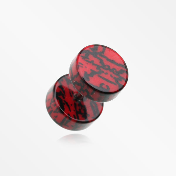 A Pair of Digital Camouflage Acrylic Fake Plug Earring-Red