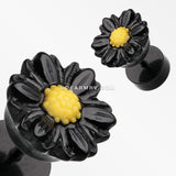 A Pair of Cutesy Daisy Flower Acrylic Fake Plug-Black