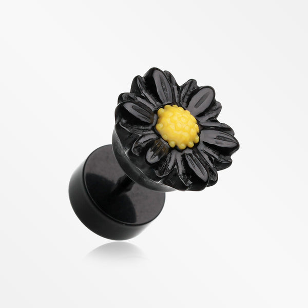 A Pair of Cutesy Daisy Flower Acrylic Fake Plug-Black