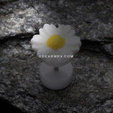A Pair of Cutesy Daisy Flower Acrylic Fake Plug-White