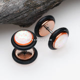 Rose Gold Opalescent Sparkle Faux Gauge Plug Earring-White