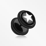 A Pair of Star Print Acrylic Faux Gauge Plug Earring-Black/White