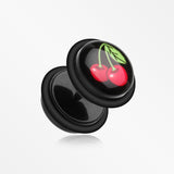 A Pair of Vegas Cherry Acrylic Faux Gauge Plug Earring-Black
