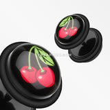 A Pair of Vegas Cherry Acrylic Faux Gauge Plug Earring-Black