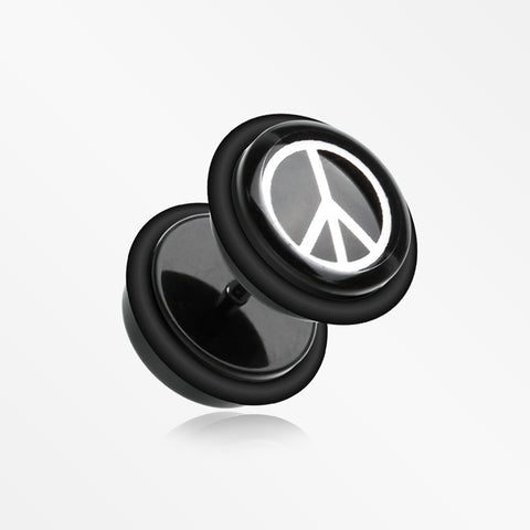 A Pair of Peace Acrylic Faux Gauge Plug Earring-Black