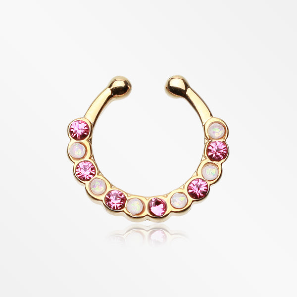 Golden Opal Paradigm Fake Septum Clip-On Ring-Pink