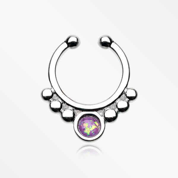 Classic Opal Grandiose Fake Septum Clip-On Ring-Purple