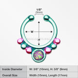 Colorline Opal Grandiose Fake Septum Clip-On Ring-Teal/Pink