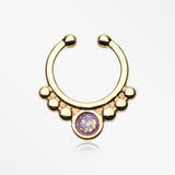 Golden Opal Grandiose Fake Septum Clip-On Ring-Purple