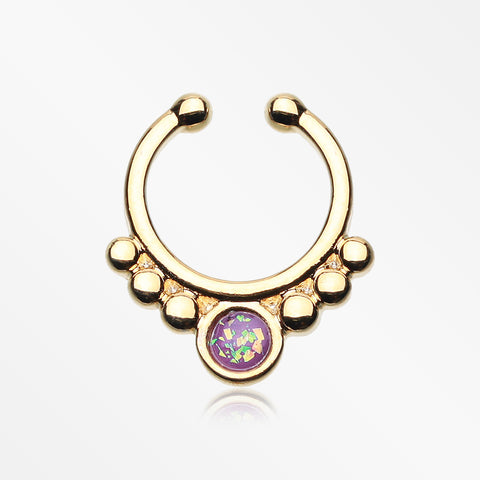 Golden Opal Grandiose Fake Septum Clip-On Ring-Purple