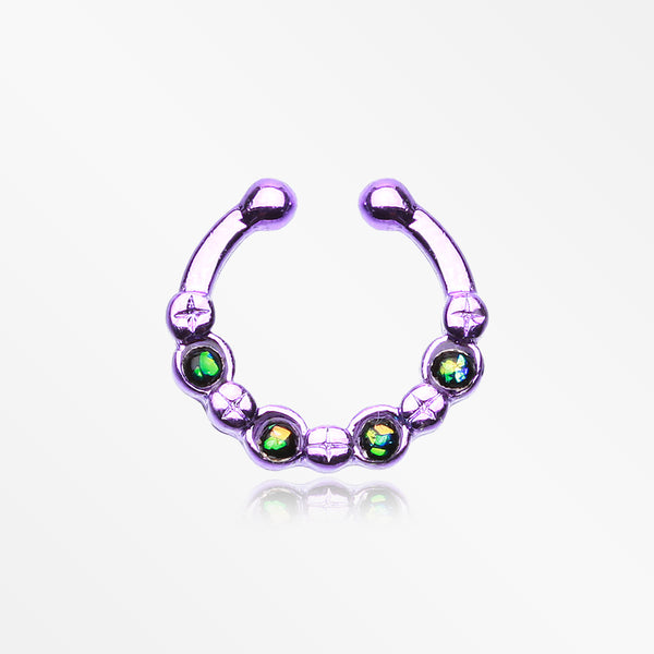 Colorline Aurea Sparkle Fake Septum Clip-On Ring -Purple/Black