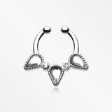 Sparkle Trident Fake Septum Clip-On Ring-Clear