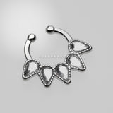 Sparkle Quinary Spear Fake Septum Clip-On Ring-Clear
